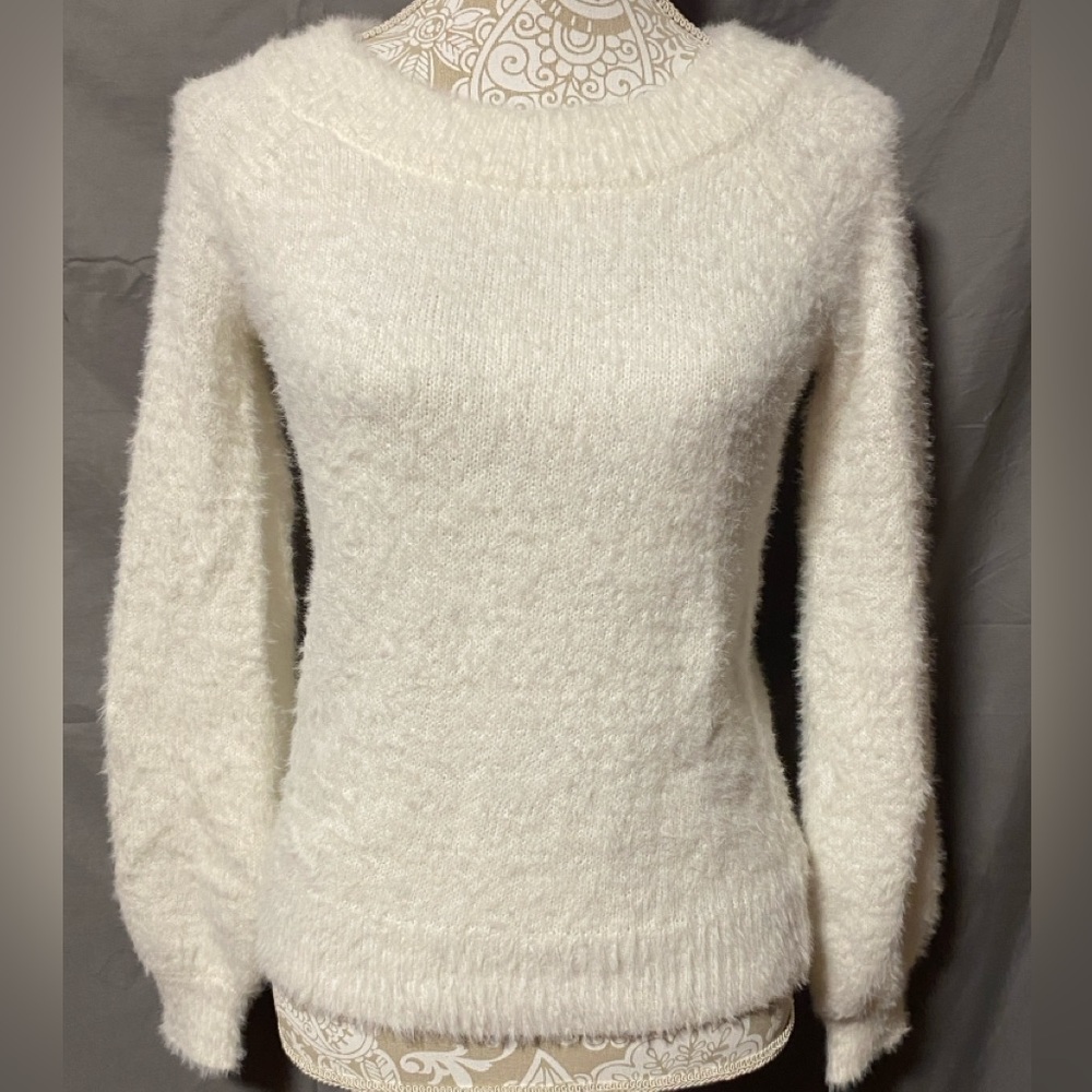Cozy White Fuzzy Sweater